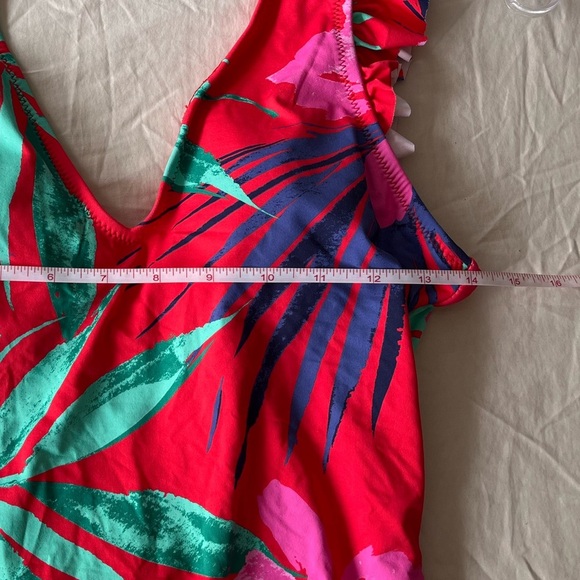 NWOT Jessica Simpson Tropical Print Ruffle Strap One-Piece Swimsuit S - Picture 14 of 15